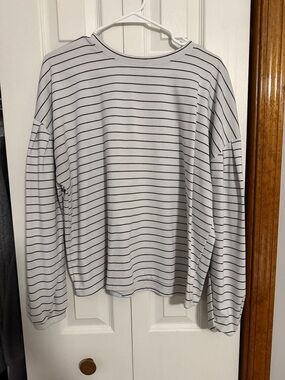 Apt. 9 White Long Sleeve Striped Top